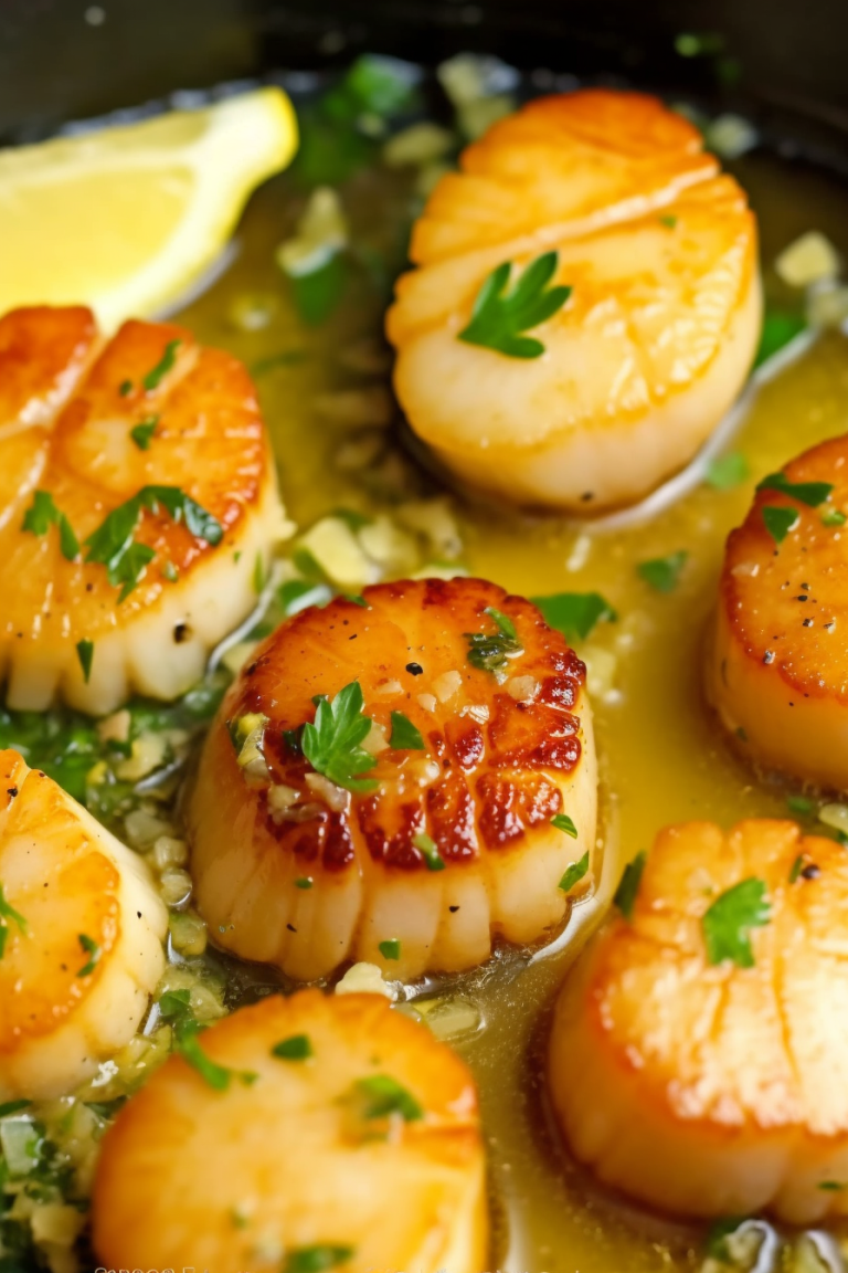 Garlic Lemon Butter Seared Scallops