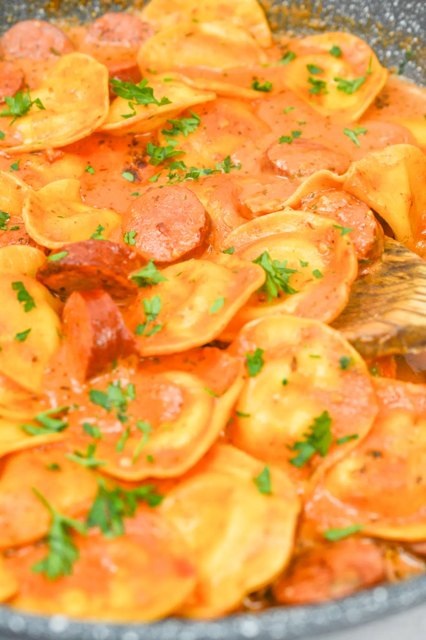 Cheesy Smoked Sausage Skillet