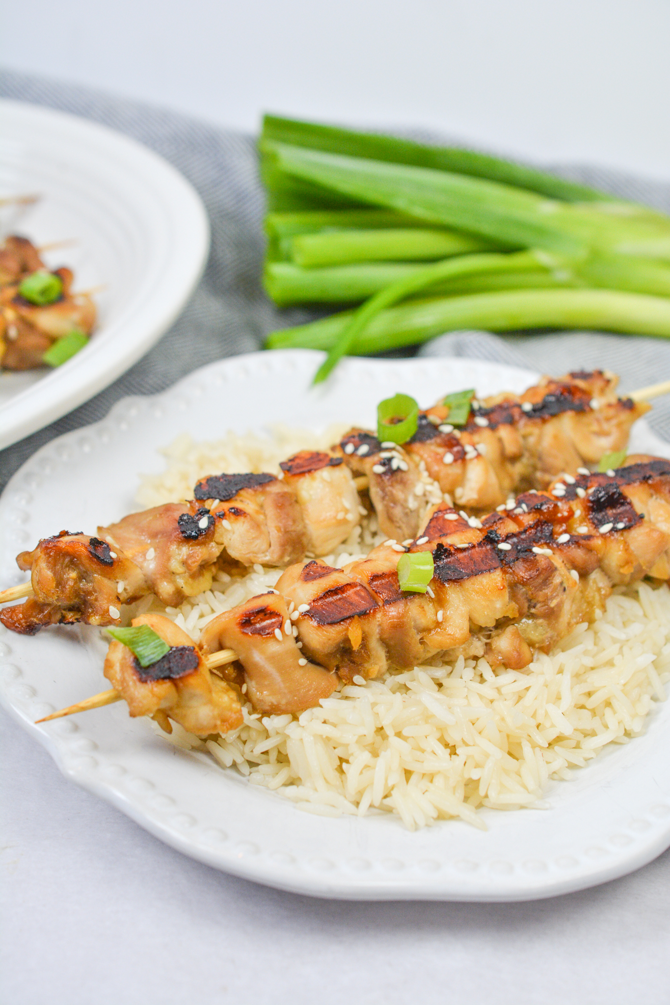 Grilled Teriyaki Chicken Skewers delicious with rice