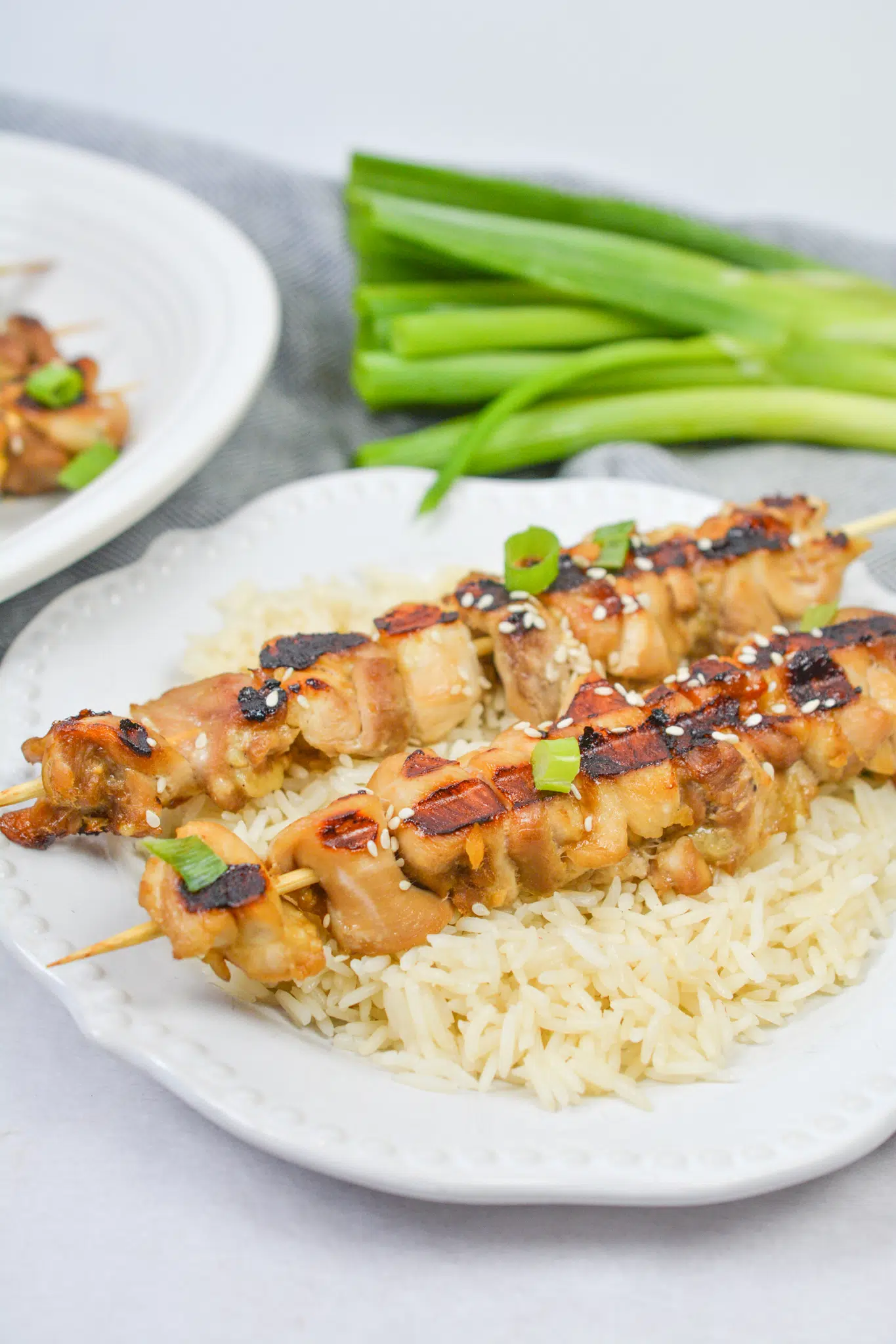 Grilled Teriyaki Chicken Skewers delicious with rice