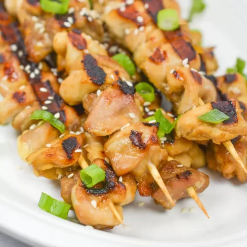 Grilled Teriyaki Chicken Skewers ready