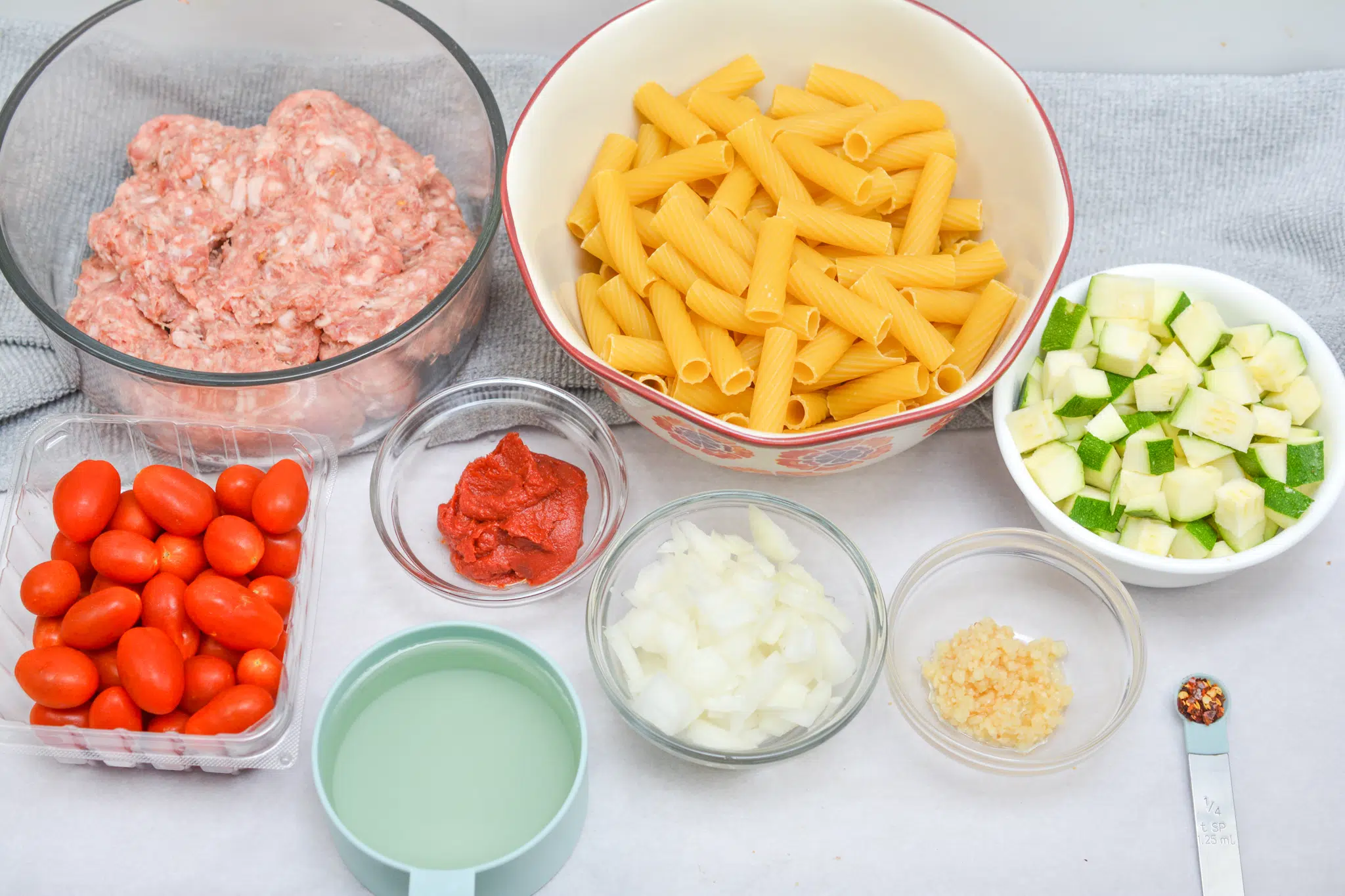 Rigatoni with Sausage, Tomatoes, and Zucchini