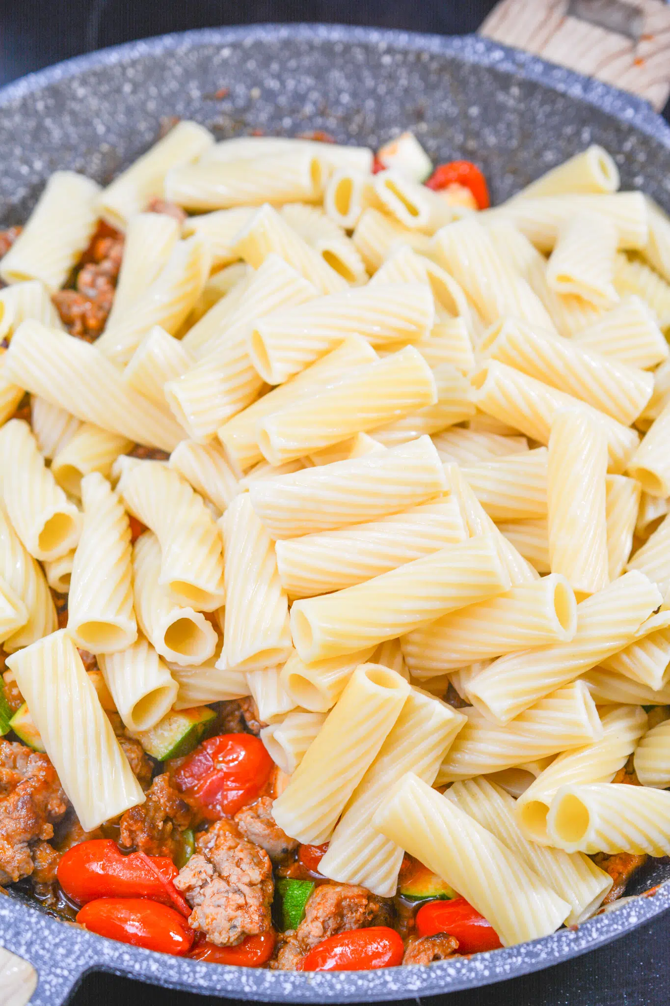 Rigatoni with Sausage, Tomatoes, and Zucchini