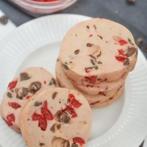 Maraschino Cherry Shortbread Cookies