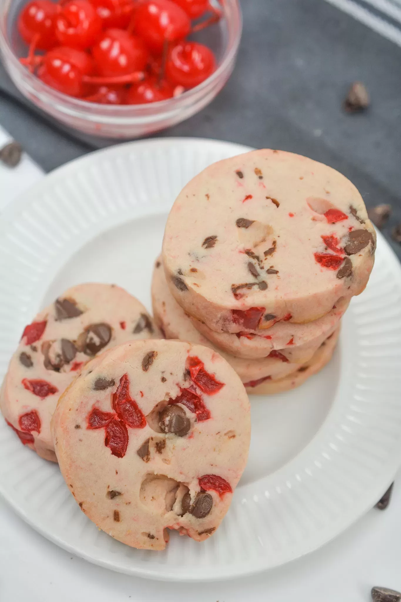 Maraschino Cherry Shortbread Cookies
