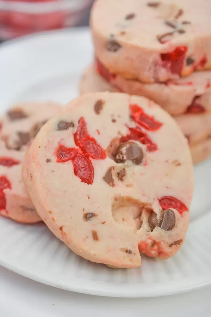 Maraschino Cherry Shortbread Cookies