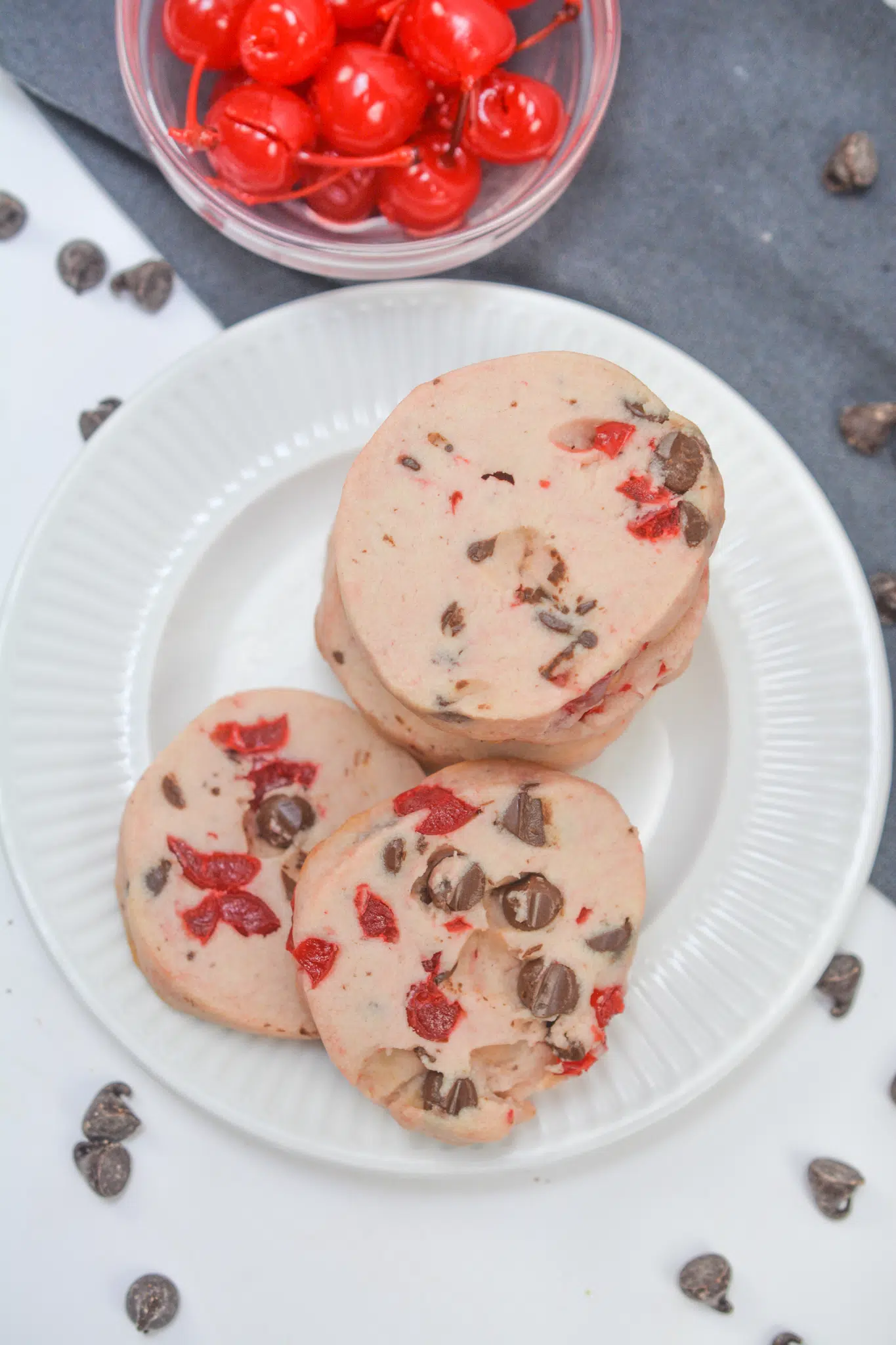 Maraschino Cherry Shortbread Cookies