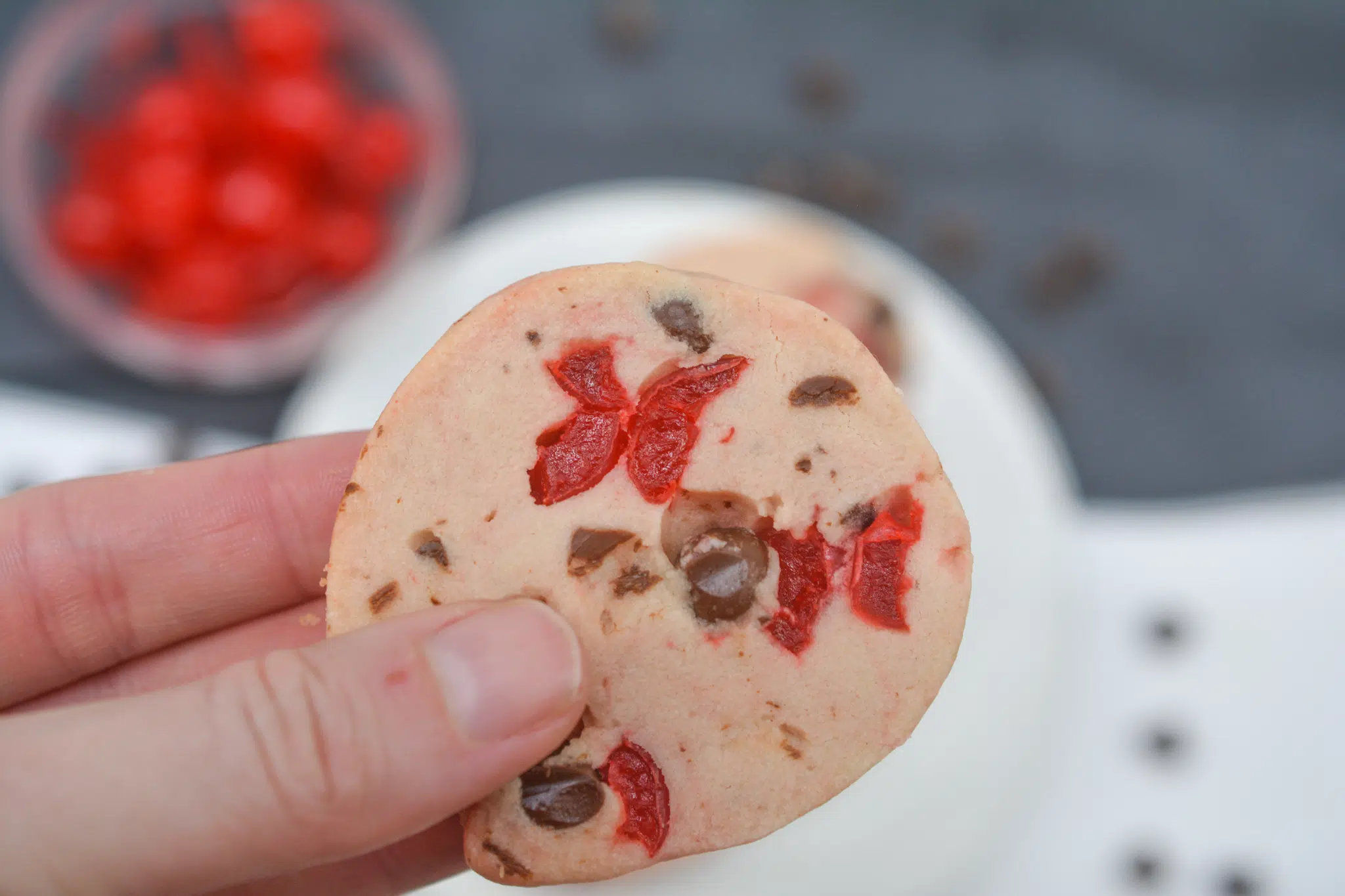 Maraschino Cherry Shortbread Cookies