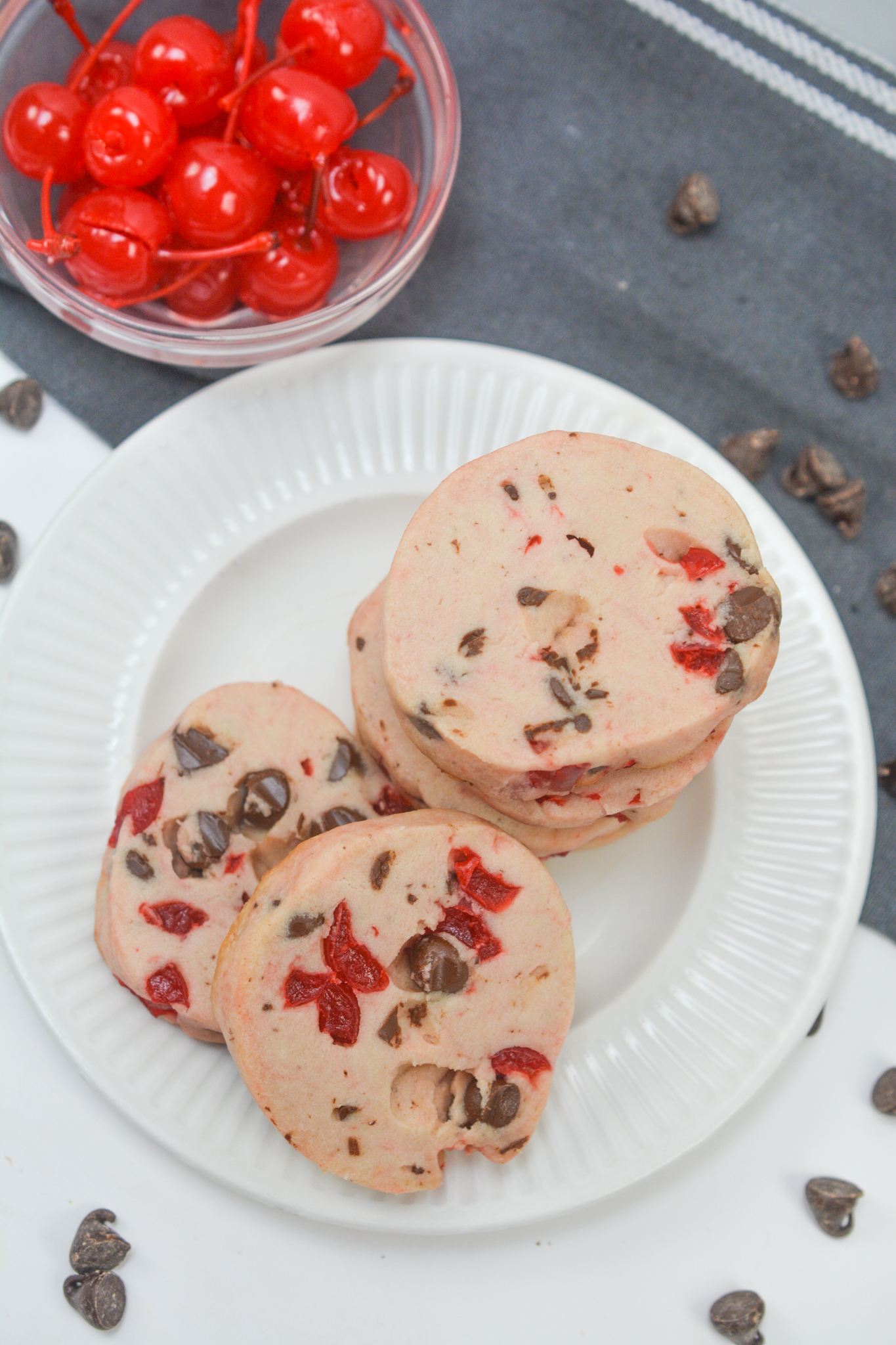 Maraschino Cherry Shortbread Cookies