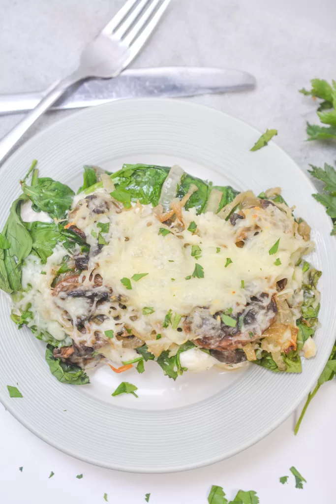 Smothered Chicken Topped with Spinach & Mushrooms