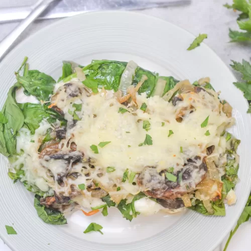 Smothered Chicken Topped with Spinach & Mushrooms