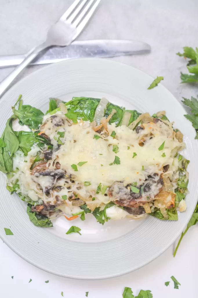 Smothered Chicken Topped with Spinach & Mushrooms