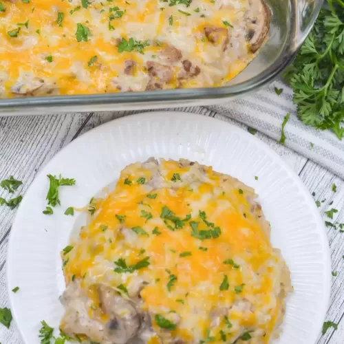 Cheesy Ground Beef and Rice Casserole