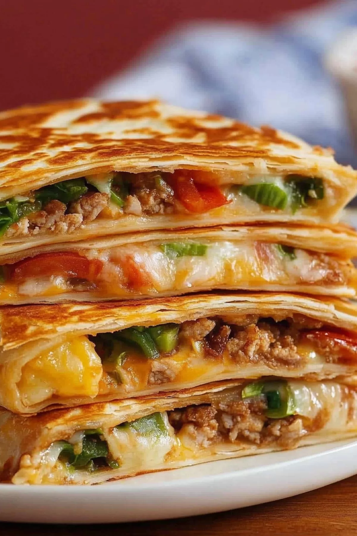 Stacked wraps with crispy edges and a glimpse of the flavorful layers inside.