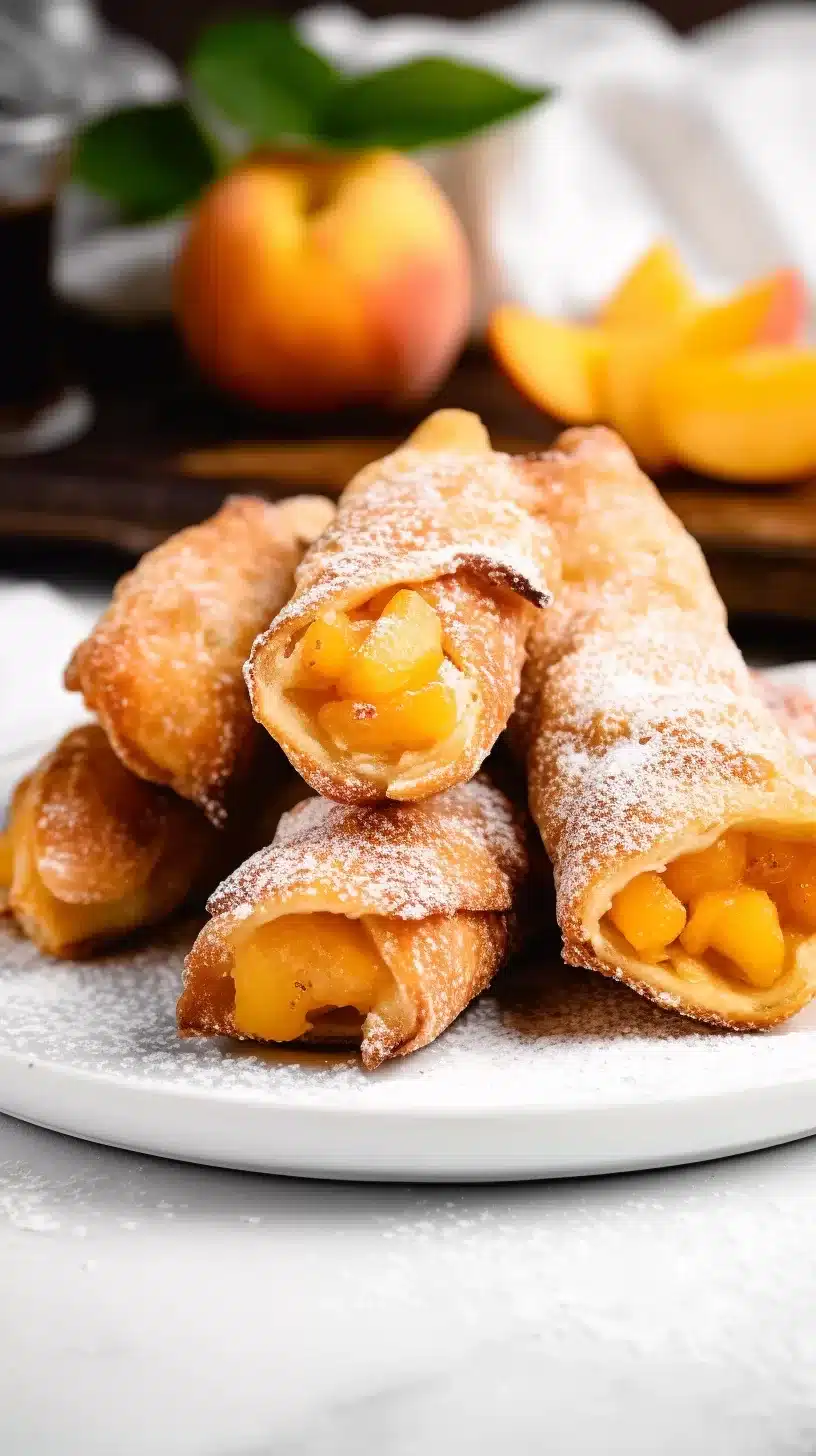 Peach Cobbler Egg Rolls
