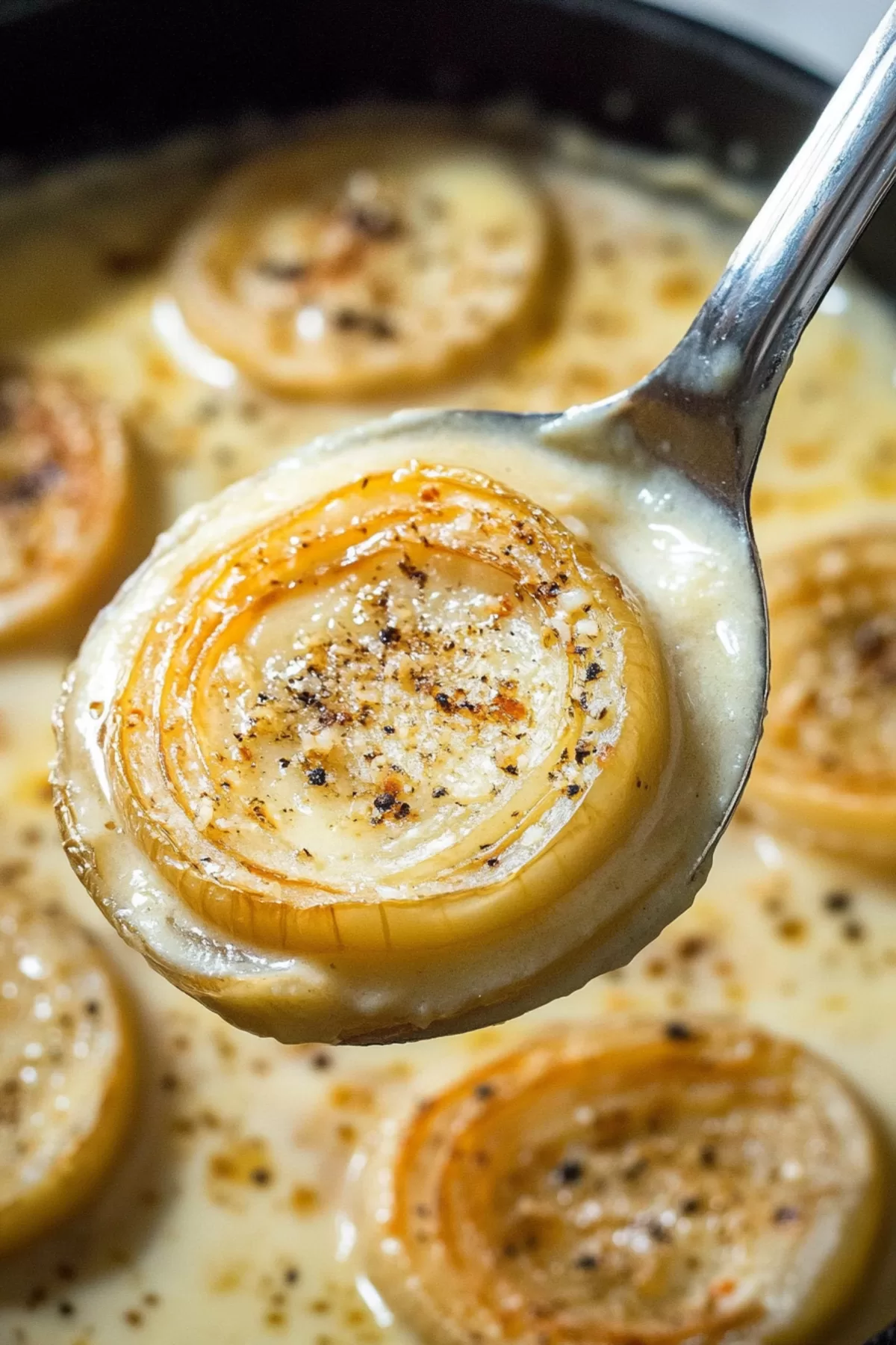 Warm roasted onion halves garnished with fresh herbs and parmesan cheese.