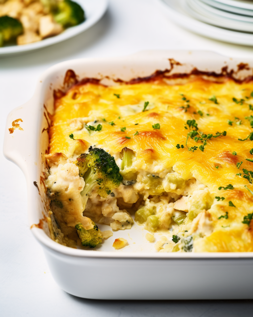 Broccoli, Rice, Cheese, and Chicken Casserole