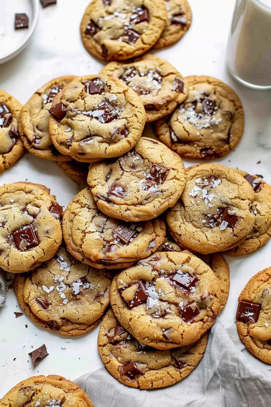 Freshly baked cookies arranged on parchment paper, showcasing their soft centers and crisp edges.