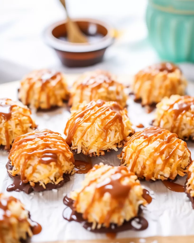 No Bake Salted Caramel Coconut Macaroons