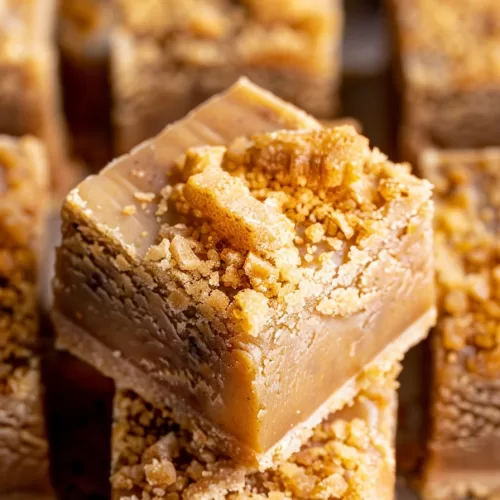 Elegant display of Penuche Fudge pieces on a serving tray, perfect for gifting or enjoying as a sweet treat.