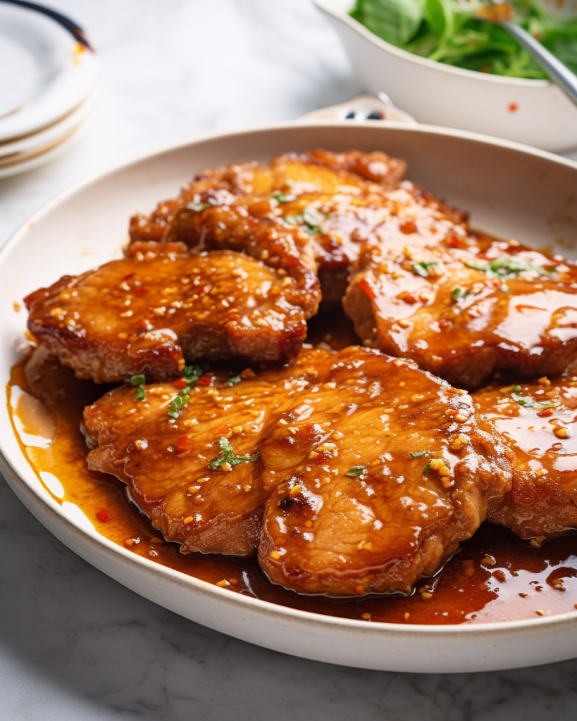 Pork Chops with a Crunchy Honey Garlic Sauce