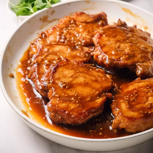 Pork Chops with a Crunchy Honey Garlic Sauce