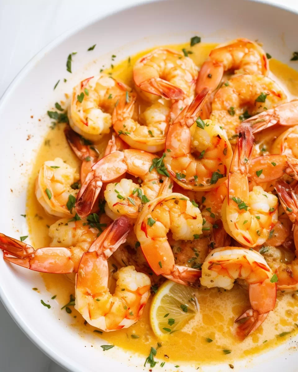 shrimp cooking in skillet with garlic