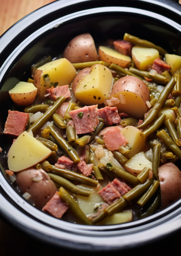 Slow Cooker Ham, Potatoes and Green Beans