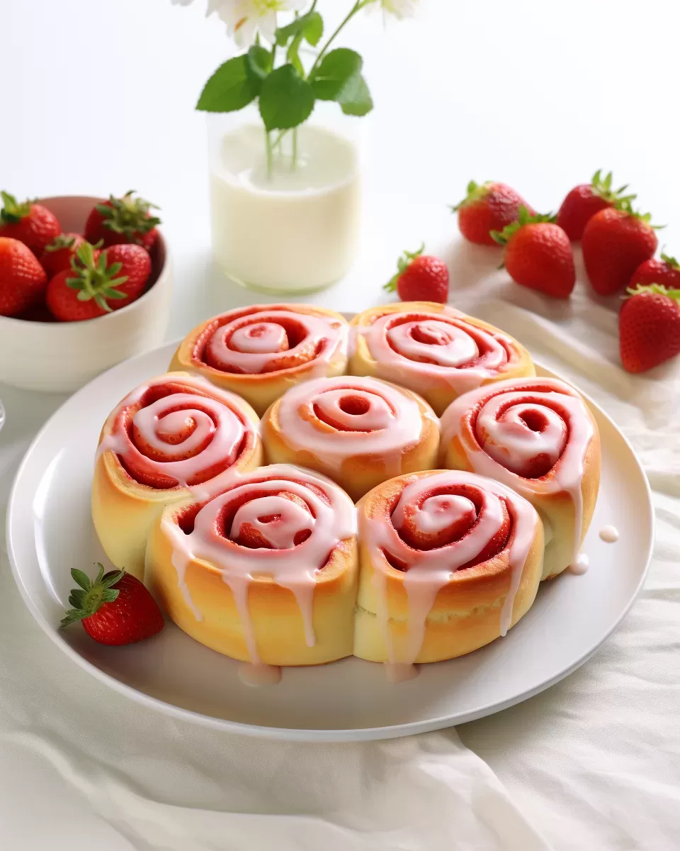 Strawberry Rolls with Lemon Glaze