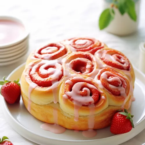 Strawberry Rolls with Lemon Glaze