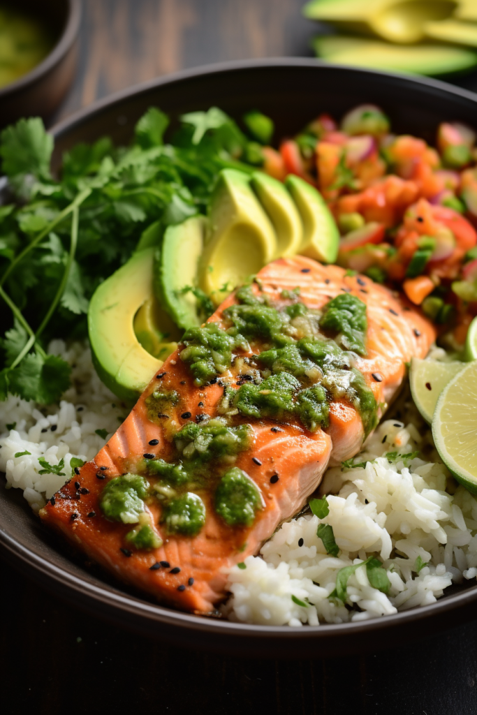 Avocado Salmon Rice Bowl