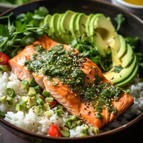 Avocado Salmon Rice Bowl