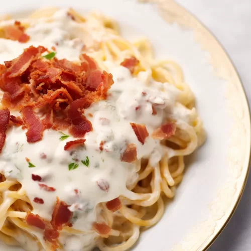 Bacon Cream Cheese Baked Spaghetti