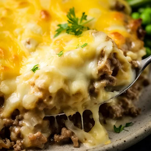 Cheesy Ground Beef And Rice Casserole