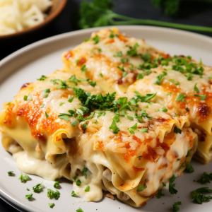 Chicken Alfredo Lasagna Roll Ups