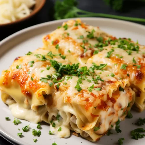 Chicken Alfredo Lasagna Roll Ups