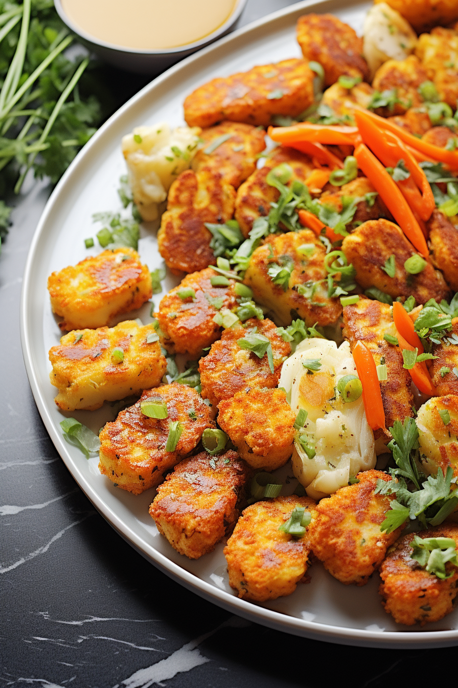 Garlicky & Cheesy Carrots and Cauliflower Tots