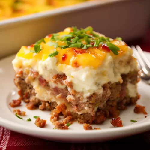 Loaded Mashed Potato Meatloaf Casserole