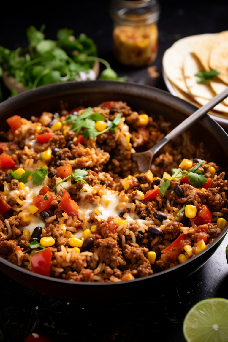 Mexican Beef And Rice Skillet