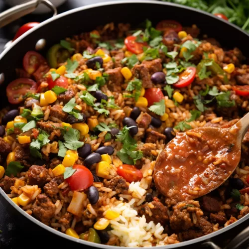 Mexican Beef and Rice Skillet