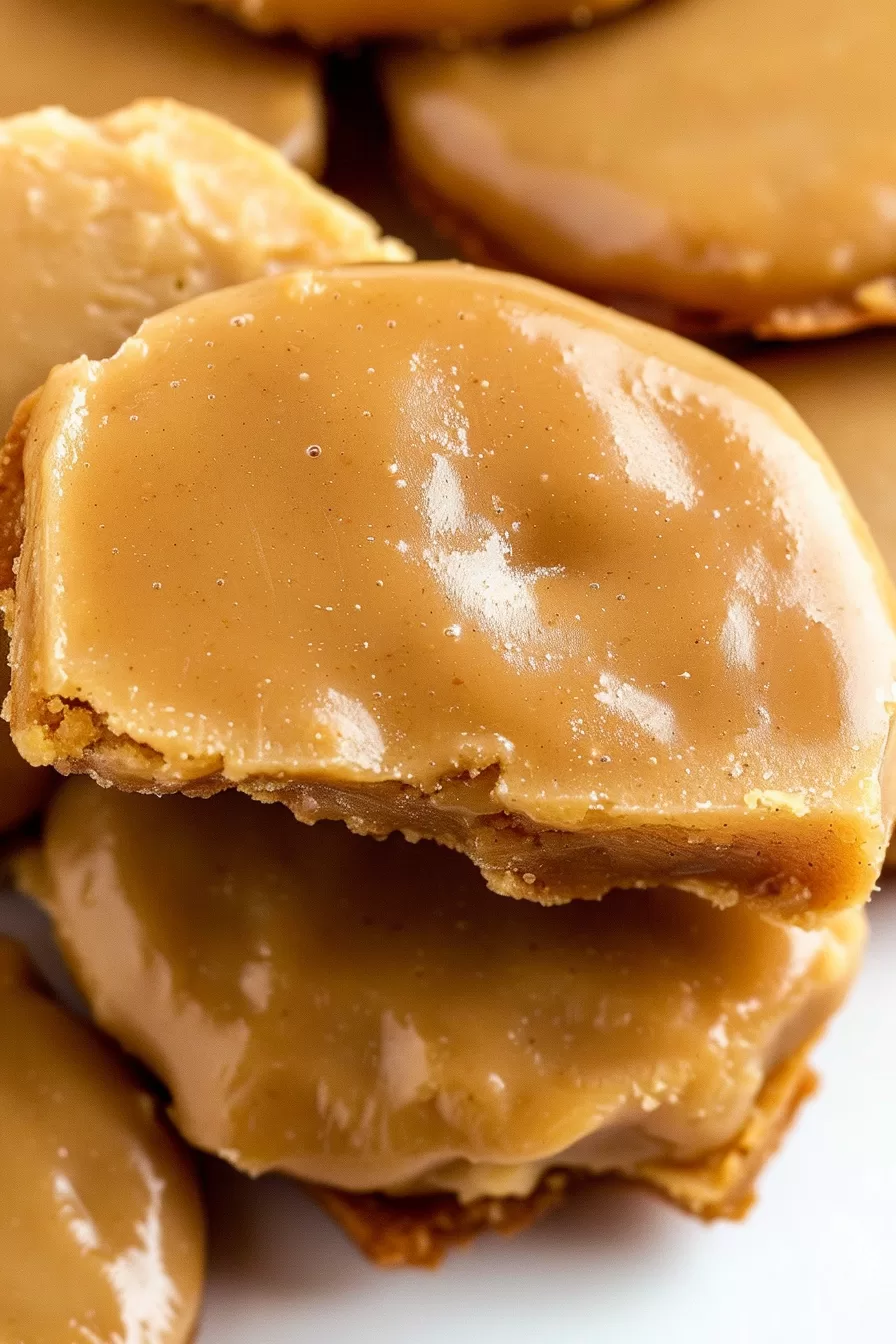 Close-up of golden brown maple bars with a smooth maple glaze, stacked on a plate.