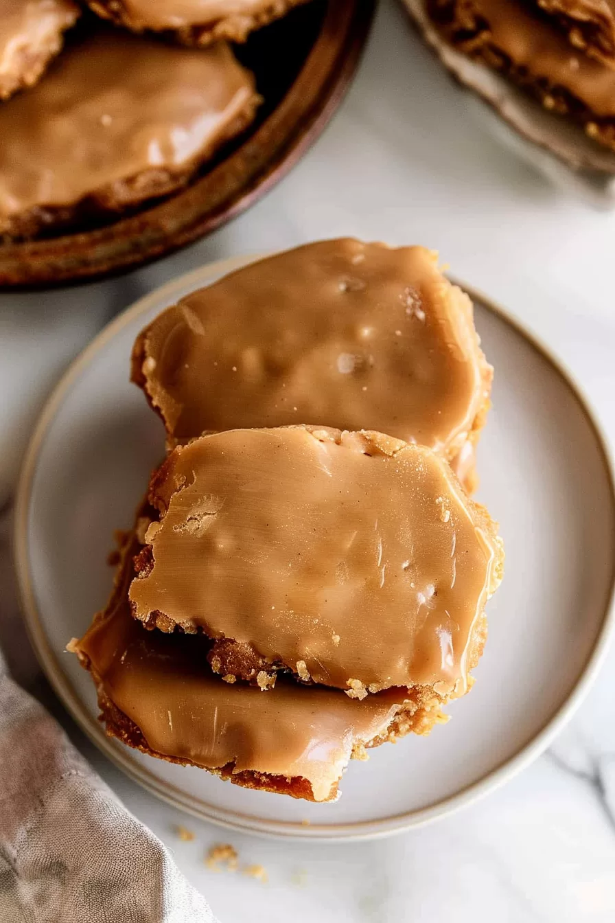 A plate of maple bars with shiny glaze, perfect for a quick and sweet treat.