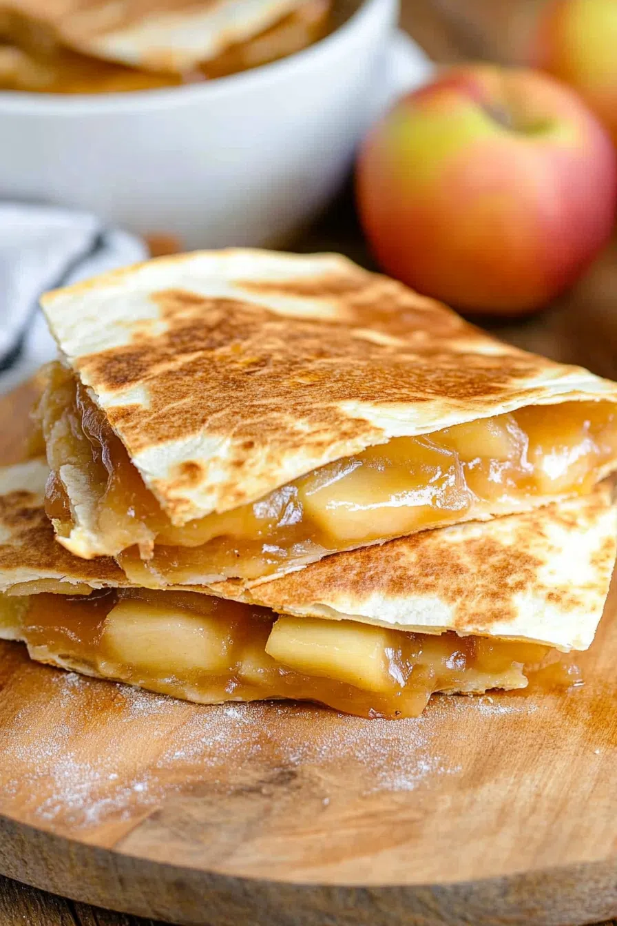 Golden, crispy quesadilla wedges filled with warm spiced apples.