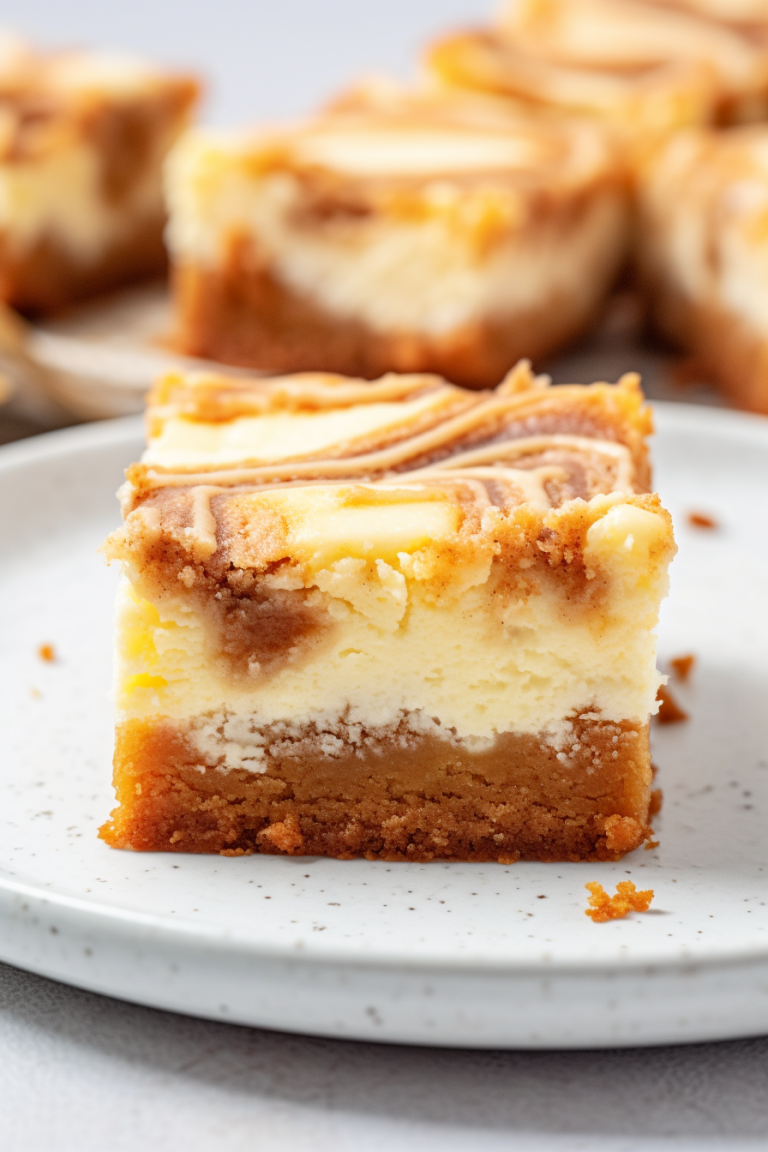 Blender Cinnamon Roll Cheesecake Bars