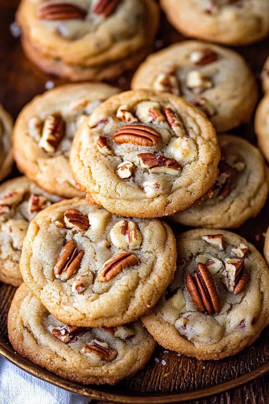 Pile of crispy cookies with a nutty texture