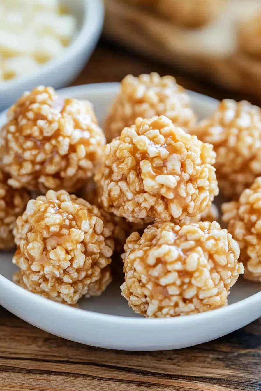 A batch of bite-sized caramel-covered marshmallow balls, ready to enjoy.