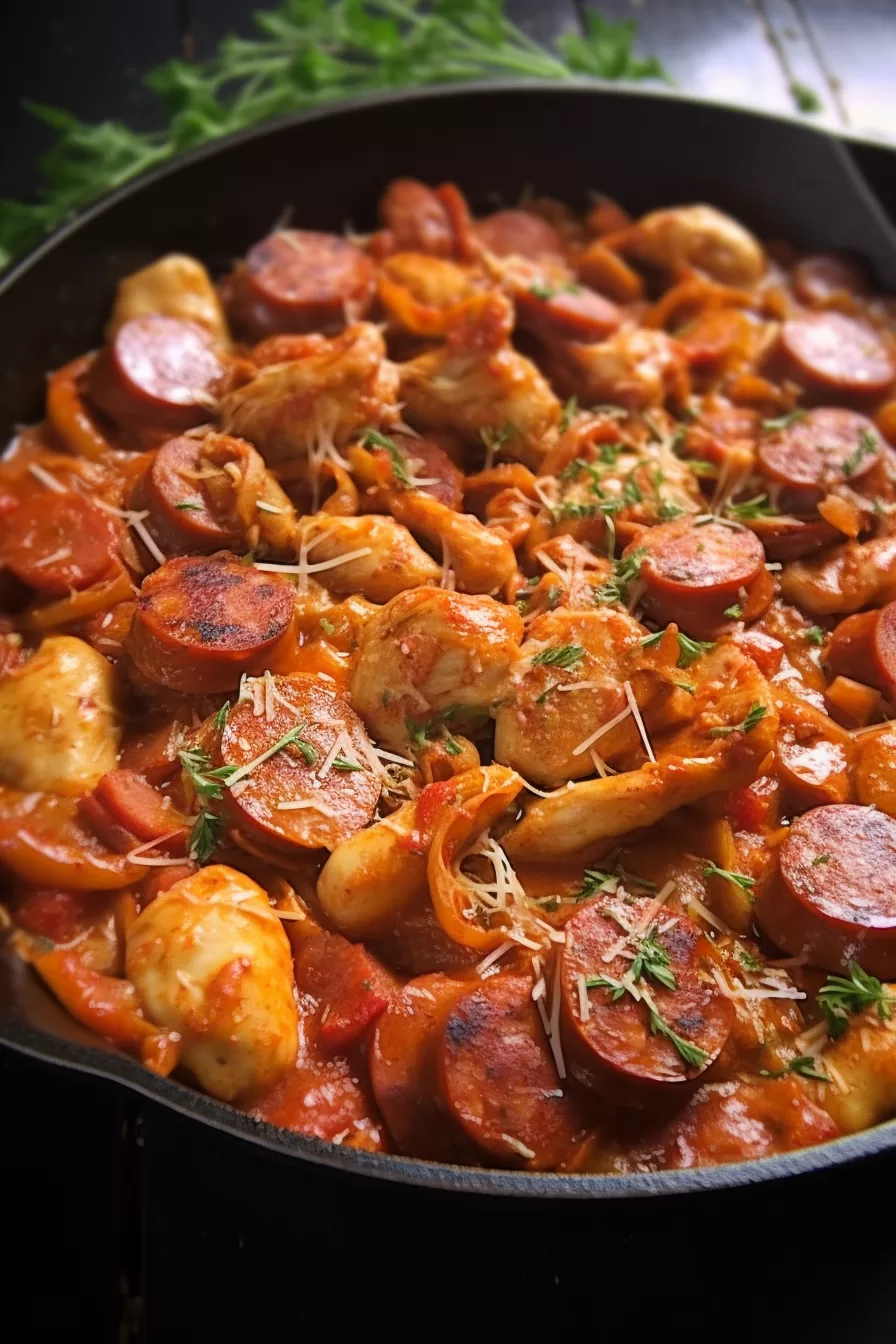 Cheesy Smoked Sausage Skillet