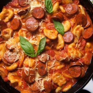 Cheesy Smoked Sausage Skillet