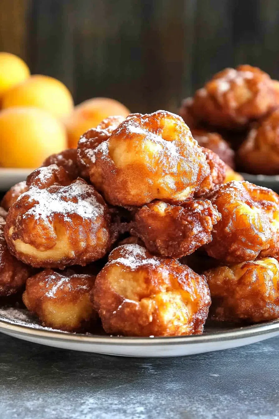Warm, fluffy fritters drizzled with a sweet glaze.