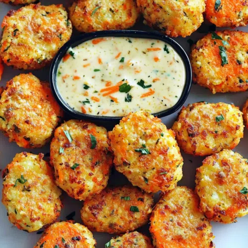 Close-up of golden-brown vegetable tots with a crispy exterior, arranged neatly on a white plate.